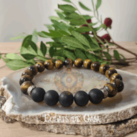 Bracelet "Force, protection & stabilité" en œil de tigre et onyx (Homme)