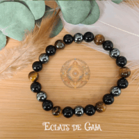 bracelet force protection œil de tigre hématite obsidienne noire